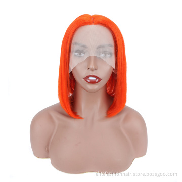 Wholesale virgin brazilian hair swiss T patr lace front wigs lace front Bob wig for Black Women Orange T part lace Bob wigs